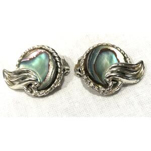 Vintage 1980s Abalone Clip-on Earrings